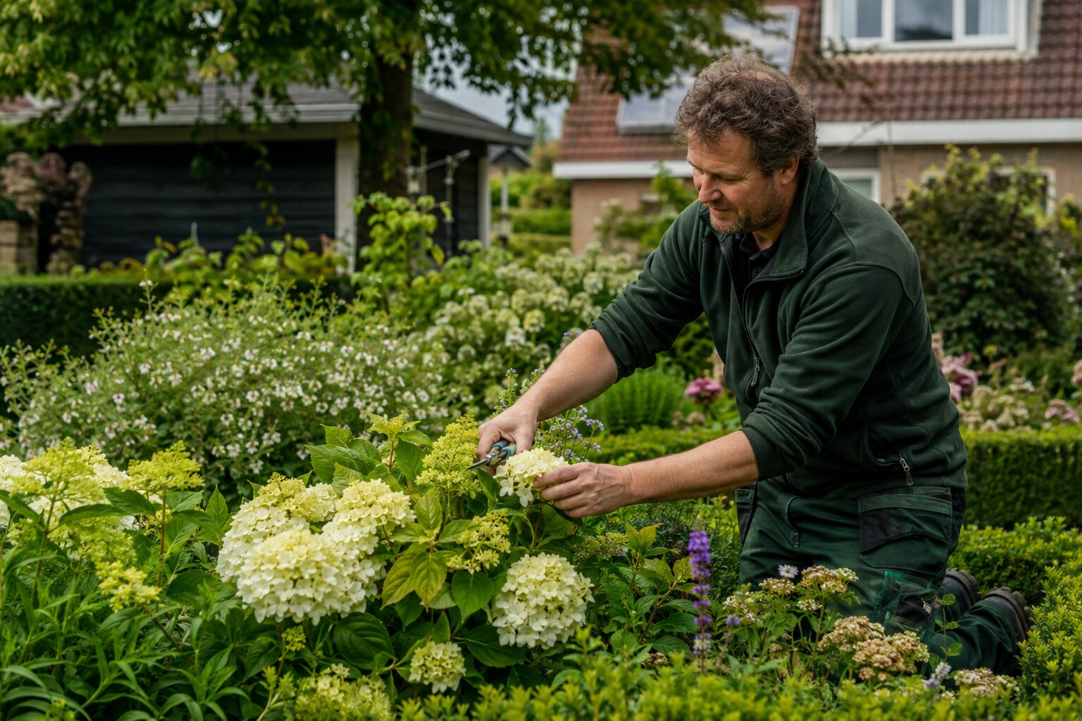 Professionele hovenier verzorgt de beplanting